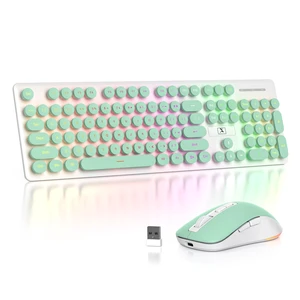 Vumilstek Backlit Wireless Keyboard and Mouse, 2.4GHz Light Up Typewriter Rechargeable Cordless Quiet Keyboard with USB Receiver for PC/Laptop (Cyan) Vumilstek Backlit Wireless Keyboard and Mouse, 2.4GHz Light Up Typewriter Rechargeable Cordless Quiet Keyboard with USB Receiver for PC/Laptop (Cyan)