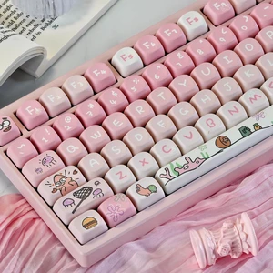 ZERRIOY Cute PBT Material Keycaps Pink Anime MOA Profile Keycaps ZERRIOY Cute PBT Material Keycaps Pink Anime MOA Profile Keycaps