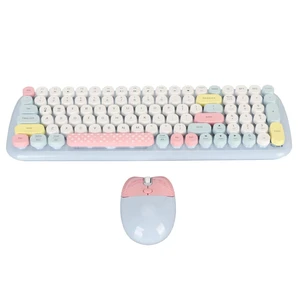 Vikye Cute Typewriter Design Wireless Keyboard Mouse, Colorful, Ergonomic, Adjustable DPI, Detachable Keycaps, Automatic Sleep Mode, 12 Multimedia Hotkeys, Wide Compatibility (Blue) Vikye Cute Typewriter Design Wireless Keyboard Mouse, Colorful, Ergonomic, Adjustable DPI, Detachable Keycaps, Automatic Sleep Mode, 12 Multimedia Hotkeys, Wide Compatibility (Blue)