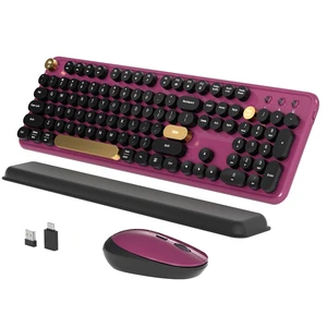 KEQTFT Wireless Computer Keyboard and Mouse Combos, Burgundy-Black KEQTFT Wireless Computer Keyboard and Mouse Combos, Burgundy-Black