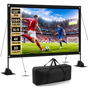 120 inch Projector Screen with Stand, 16:9 4K HD Portable Outdoor Indoor Movie Screen, Lightweight Projection Screen with Carry Bag & Sandbag for Backyard, Home Theater, Camping, Home 120 inch Projector Screen with Stand, 16:9 4K HD Portable Outdoor Indoor Movie Screen, Lightweight Projection Screen with Carry Bag & Sandbag for Backyard, Home Theater, Camping, Home