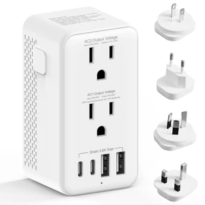 1200W Voltage Converter US to Europe, 220V to 110V Power Converter for European Travel 6-in-1 with 2 USB-A, 2 USB-C Port & UK/AU/US/IT/EU Plug Adapters for 200+ Countries 1200W Voltage Converter US to Europe, 220V to 110V Power Converter for European Travel 6-in-1 with 2 USB-A, 2 USB-C Port & UK/AU/US/IT/EU Plug Adapters for 200+ Countries