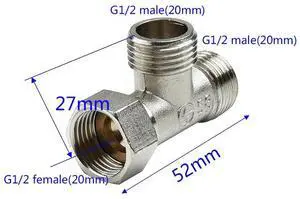 T-shaped G1/2" Shower Three-way Connector Adapter Adjustable Water Diverter Valve Toilet Bidet Water Separator Faucet Splitter T-shaped G1/2" Shower Three-way Connector Adapter Adjustable Water Diverter Valve Toilet Bidet Water Separator Faucet Splitter