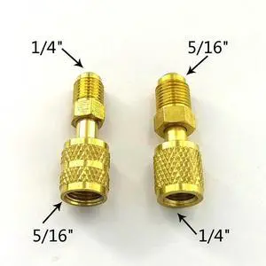 Brass Adapter 5/16 SAE F Quick Couplers To 1/4 SAE M Flare 5/16 SAE M To 1/4 SAE For R410 R32 R22 Air Conditioning Adapter Brass Adapter 5/16 SAE F Quick Couplers To 1/4 SAE M Flare 5/16 SAE M To 1/4 SAE For R410 R32 R22 Air Conditioning Adapter