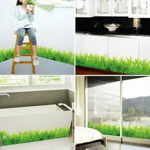 Removable PVC Wall Sticker with Green Grass Pattern for Living Room Bedroom Office Cafe Bathroom Decor for Smooth Dry Surfaces Removable PVC Wall Sticker with Green Grass Pattern for Living Room Bedroom Office Cafe Bathroom Decor for Smooth Dry Surfaces