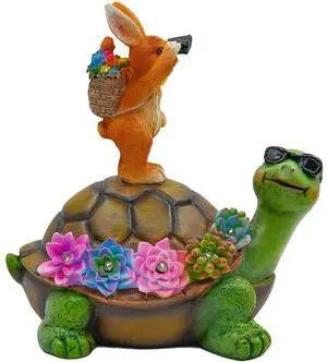 Resin Turtle Rabbit Solar Light for Outdoor Garden Courtyard Patio Decor Warm LED Illumination 19x12.5x19cm Waterproof Resin Turtle Rabbit Solar Light for Outdoor Garden Courtyard Patio Decor Warm LED Illumination 19x12.5x19cm Waterproof