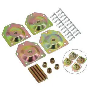 Galvanized Iron Angled Wood Legs Fixing Plate Bracket, Set of 4 with Screws, Ensures Stable and Long lasting Connection Galvanized Iron Angled Wood Legs Fixing Plate Bracket, Set of 4 with Screws, Ensures Stable and Long lasting Connection