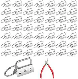DIY Craft Kit with 50 Snap Fastener Keychains and Pliers for Lanyard and Bracelet Construction Made from Iron Material DIY Craft Kit with 50 Snap Fastener Keychains and Pliers for Lanyard and Bracelet Construction Made from Iron Material
