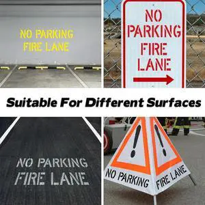 No Parking Fire Lane Stencil for Asphalt Concrete Pavement Foldable Design for Multi-Surface Parking Lot Marking No Parking Fire Lane Stencil for Asphalt Concrete Pavement Foldable Design for Multi-Surface Parking Lot Marking