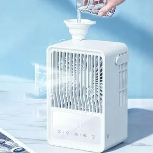 For Hot Summer Days Silent Misting Fan Humidifier With Led LED Light Fan Cooling Fan White Compact Design For Hot Summer Days Silent Misting Fan Humidifier With Led LED Light Fan Cooling Fan White Compact Design