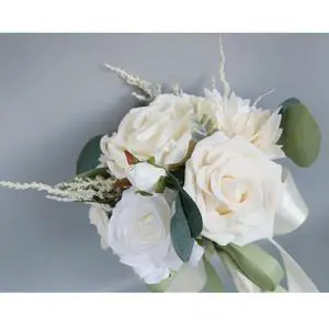 Silk Rose Bridal Bouquet Artificial Hand Tied Flowers for Weddings Proposals Party Decoration Measures 20 26cm Silk Rose Bridal Bouquet Artificial Hand Tied Flowers for Weddings Proposals Party Decoration Measures 20 26cm