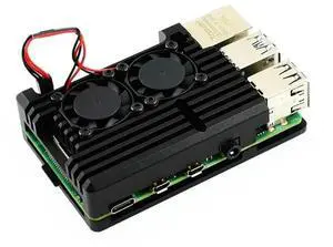 Aluminium Alloy Case for Raspberry Pi 4 Model B Black Armour with Dual Cooling Fans Aluminium Alloy Case for Raspberry Pi 4 Model B Black Armour with Dual Cooling Fans
