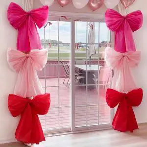 6 Pieces Giant Valentine Bow DIY Kit for Party Home Wall Door Window Reusable Bows with Hooks Fishing Line and Foam 6 Pieces Giant Valentine Bow DIY Kit for Party Home Wall Door Window Reusable Bows with Hooks Fishing Line and Foam