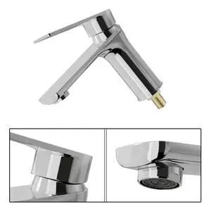 Stainless Steel Bathroom Basin Mixer Tap with Water Saving Aerator Single Lever Control 16.8x4.5x15 cm llic Luster Stainless Steel Bathroom Basin Mixer Tap with Water Saving Aerator Single Lever Control 16.8x4.5x15 cm llic Luster