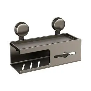 Compact Suction Cup Box for Bathroom Walls Designed to Maximize Vertical Space While Holding Paper Towels and Essentials Compact Suction Cup Box for Bathroom Walls Designed to Maximize Vertical Space While Holding Paper Towels and Essentials