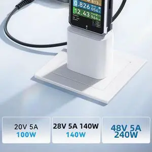 240W USB C Power Analyzer Tester with PC HID Connection for Data Logging Real Time Graphs and ExReports 240W USB C Power Analyzer Tester with PC HID Connection for Data Logging Real Time Graphs and ExReports