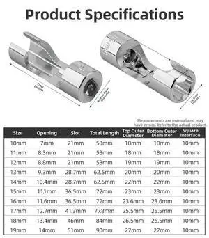 10PCS 3/8 Inch Slotted Oxygen Sensor Socket Wrench Kit for Automotive Use 10mm 11mm 12mm 13mm 14mm 15mm 16mm 17mm 18mm 19mm 10PCS 3/8 Inch Slotted Oxygen Sensor Socket Wrench Kit for Automotive Use 10mm 11mm 12mm 13mm 14mm 15mm 16mm 17mm 18mm 19mm