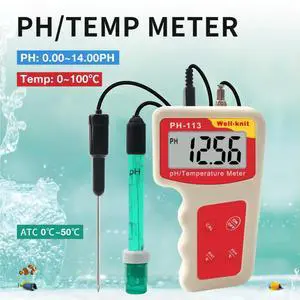 LCD Digital pH Meter for Aquarium Water Control Measures pH 0.00-14.00 and Temperature 0-100 C with ATC Feature LCD Digital pH Meter for Aquarium Water Control Measures pH 0.00-14.00 and Temperature 0-100 C with ATC Feature