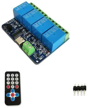 DC5V 4-channe IR remote control relay module infrared remote control supports self-locking jog interlocking mode Type-C DC5V 4-channe IR remote control relay module infrared remote control supports self-locking jog interlocking mode Type-C