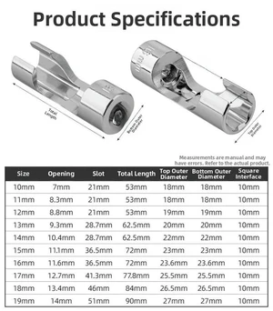 CCZYF-10PCS 3/8 Inch Slotted Oxygen Sensor Socket Wrench Kit for Automotive Use 10mm 11mm 12mm 13mm 14mm 15mm 16mm 17mm 18mm 19mm