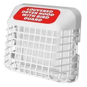 Louvered 4-Inch Outdoor Dryer Vent Cover with Bird Guard, White | Removable 3-piece easy clean exterior exhaust hood with bird guard, weather-resistant, UV-inhibited plastic wall vent cover Louvered 4-Inch Outdoor Dryer Vent Cover with Bird Guard, White | Removable 3-piece easy clean exterior exhaust hood with bird guard, weather-resistant, UV-inhibited plastic wall vent cover