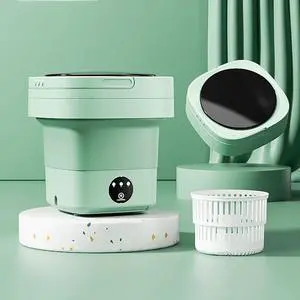 6.5L Portable Washing Machine Foldable Mini Small Portable Washer Washing Machine With Drain Basket for Underwear, Baby Clothes, Small Items, Towels US Plug (Green) 6.5L Portable Washing Machine Foldable Mini Small Portable Washer Washing Machine With Drain Basket for Underwear, Baby Clothes, Small Items, Towels US Plug (Green)