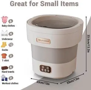 Collapsible Portable Mini Washing Machine & Dryer 12L Large Capacity, Deep Cleaning for Underwear, Baby Clothes, Socks Compact Laundry Solution for Apartments, Dorms, Travel Creamy White Collapsible Portable Mini Washing Machine & Dryer 12L Large Capacity, Deep Cleaning for Underwear, Baby Clothes, Socks Compact Laundry Solution for Apartments, Dorms, Travel Creamy White