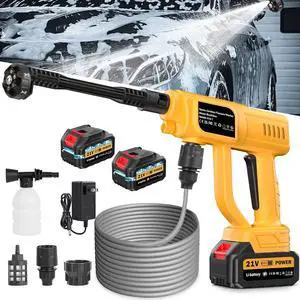 Cordless Portable Washer, Handheld Washer, 120Bar, Washer with Foam Pot, Cleaner with 5m Elastic Hose, 6-in-1 Nozzle, Battery Operated Washer for Car Home Outdoor Patio Garden Cordless Portable Washer, Handheld Washer, 120Bar, Washer with Foam Pot, Cleaner with 5m Elastic Hose, 6-in-1 Nozzle, Battery Operated Washer for Car Home Outdoor Patio Garden