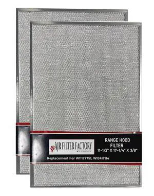 Grease Filter W11177751, W10419114 Replacement For Whirlpool Range Hood Aluminum Mesh Filter Screens 2-Pack Grease Filter W11177751, W10419114 Replacement For Whirlpool Range Hood Aluminum Mesh Filter Screens 2-Pack
