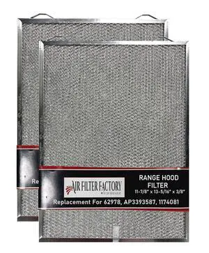 Grease Filter 62978, AP3393587, 1174081 Replacement For Dacor Range Hood Aluminum Mesh Grease Filters 11-7/8" x 13-5/16" x 3/8" 2-Pack Grease Filter 62978, AP3393587, 1174081 Replacement For Dacor Range Hood Aluminum Mesh Grease Filters 11-7/8" x 13-5/16" x 3/8" 2-Pack