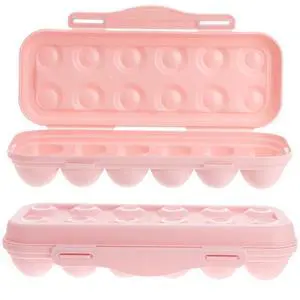 2Pcs 12 Grid Pink Shatterproof Refrigerator Egg Storage Container 2Pcs 12 Grid Pink Shatterproof Refrigerator Egg Storage Container