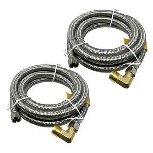 2-Pack 6-Ft Stainless Steel Dishwasher Hose with Elbow, 3/8" Comp x 3/8" Comp, Universal Dishwasher Water Supply Line, Certified Safe (9SDE-2P) 2-Pack 6-Ft Stainless Steel Dishwasher Hose with Elbow, 3/8" Comp x 3/8" Comp, Universal Dishwasher Water Supply Line, Certified Safe (9SDE-2P)