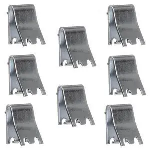 8 Pack Zinc Plated Steel Universal Snap-in Shelf Clip for Commercial Refrigerators, Freezers, and Coolers - 7/8" Replacement Pilaster Shelf Clip with 7/16" Tab for Additional Support 8 Pack Zinc Plated Steel Universal Snap-in Shelf Clip for Commercial Refrigerators, Freezers, and Coolers - 7/8" Replacement Pilaster Shelf Clip with 7/16" Tab for Additional Support