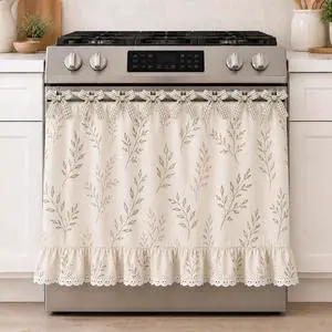 Farmhouse Oven Skirt Curtain for Kitchen Decor, Cotton Blend Oven Curtain with Lace Ruffle Trim & 8 Ribbon Ties, Rustic Kitchen Stove Door Covers with Floral Print for Home Decor (Sage Leaf) Farmhouse Oven Skirt Curtain for Kitchen Decor, Cotton Blend Oven Curtain with Lace Ruffle Trim & 8 Ribbon Ties, Rustic Kitchen Stove Door Covers with Floral Print for Home Decor (Sage Leaf)