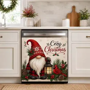 Christmas Dishwasher Magnet Cover, Gnome Cardinal Decor, 23 x 26 Inch | Magnetic Dishwasher Cover Panel, Soft Fabric, Stitched Edges, 4 Corner Magnets, Removable and Reusable on Flat Metal Surfaces Christmas Dishwasher Magnet Cover, Gnome Cardinal Decor, 23 x 26 Inch | Magnetic Dishwasher Cover Panel, Soft Fabric, Stitched Edges, 4 Corner Magnets, Removable and Reusable on Flat Metal Surfaces