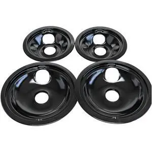 Range Porcelain Black Drip Pans Bibs Bowls 4 PK 2ea: WB31M20 WB31M19 for GE Range Porcelain Black Drip Pans Bibs Bowls 4 PK 2ea: WB31M20 WB31M19 for GE