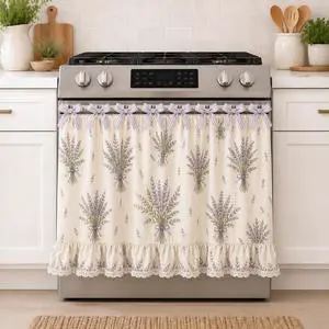 Farmhouse Stove Skirt Oven Curtain for Kitchen Decor, Cotton Blend Stove Curtain with Lace Ruffle Trim & 9 Ribbon Ties, Oven Curtain Cover & Oven Skirt Curtain for Cottage Kitchen (H) Farmhouse Stove Skirt Oven Curtain for Kitchen Decor, Cotton Blend Stove Curtain with Lace Ruffle Trim & 9 Ribbon Ties, Oven Curtain Cover & Oven Skirt Curtain for Cottage Kitchen (H)
