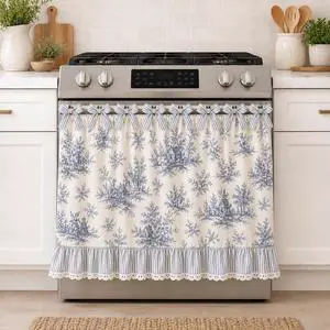Farmhouse Stove Skirt Oven Curtain for Kitchen Decor, Cotton Blend Stove Curtain with Lace Ruffle Trim & 9 Ribbon Ties, Oven Curtain Cover & Oven Skirt Curtain for Cottage Kitchen (B) Farmhouse Stove Skirt Oven Curtain for Kitchen Decor, Cotton Blend Stove Curtain with Lace Ruffle Trim & 9 Ribbon Ties, Oven Curtain Cover & Oven Skirt Curtain for Cottage Kitchen (B)