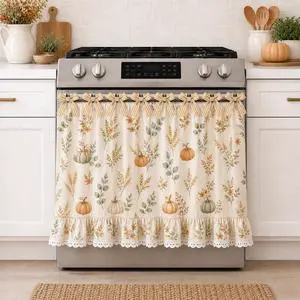 Farmhouse Stove Skirt Oven Curtain for Kitchen Decor, Cotton Blend Stove Curtain with Lace Ruffle Trim & 9 Ribbon Ties, Oven Curtain Cover & Oven Skirt Curtain for Cottage Kitchen (F) Farmhouse Stove Skirt Oven Curtain for Kitchen Decor, Cotton Blend Stove Curtain with Lace Ruffle Trim & 9 Ribbon Ties, Oven Curtain Cover & Oven Skirt Curtain for Cottage Kitchen (F)