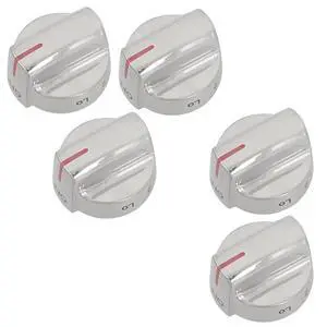 Universal Fit Stainless Steel Burner Control Knobs 5-Pack Replacement for Frigidaire Gallery Stove 5304509929, 5304509064, DOO93176 Universal Fit Stainless Steel Burner Control Knobs 5-Pack Replacement for Frigidaire Gallery Stove 5304509929, 5304509064, DOO93176