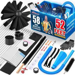 58-Piece 52-Feet Dryer Vent Cleaner Kit, Dryer Cleaning Tools | Omnidirectional Blue Dryer Lint Vacuum Attachment & Lint Trap Brush Clean Hard-to-Reach Areas, Remove Hidden Lint 58-Piece 52-Feet Dryer Vent Cleaner Kit, Dryer Cleaning Tools | Omnidirectional Blue Dryer Lint Vacuum Attachment & Lint Trap Brush Clean Hard-to-Reach Areas, Remove Hidden Lint