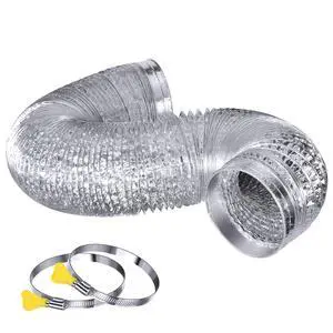 Heavy Duty 4"Flexible Dryer Vent Exhaust Duct Hose 16 Feet | Tool-Free, Extra Thick Aluminum Foil HVAC Ducting Kit with 2 Key Hose Clamps Heavy Duty 4"Flexible Dryer Vent Exhaust Duct Hose 16 Feet | Tool-Free, Extra Thick Aluminum Foil HVAC Ducting Kit with 2 Key Hose Clamps