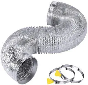 Heavy Duty 4"Flexible Dryer Vent Exhaust Duct Hose 6 Feet | Tool-Free, Extra Thick Aluminum Foil HVAC Ducting Kit with 2 Key Hose Clamps Heavy Duty 4"Flexible Dryer Vent Exhaust Duct Hose 6 Feet | Tool-Free, Extra Thick Aluminum Foil HVAC Ducting Kit with 2 Key Hose Clamps