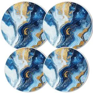 Round Stovetop Covers Electric Stove Cooktop, Blue Marble Texture with Golden Streaks Decorative Kitchen Decor Stove Burner Covers Set of 4, 8 Inches and 10 Inches Round Stovetop Covers Electric Stove Cooktop, Blue Marble Texture with Golden Streaks Decorative Kitchen Decor Stove Burner Covers Set of 4, 8 Inches and 10 Inches