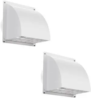 2 Pcs 4 Inch Dryer Vent Cover Outside with Removable Screen, White | Metal Exterior Wall Vent, Cushioned Non-Return Flap, Ideal for House, Range Hood, Garage, AC, Opening Diameter: 3.81" 2 Pcs 4 Inch Dryer Vent Cover Outside with Removable Screen, White | Metal Exterior Wall Vent, Cushioned Non-Return Flap, Ideal for House, Range Hood, Garage, AC, Opening Diameter: 3.81"