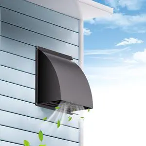 6 Inch Dryer Vent Cover Outside with Removable Screen, Black | Metal Exhaust Wall Vent, Cushioned Non-Return Flap, Easy to Clean, Ideal for House, Range Hood, AC, Opening Diameter: 5.7" 6 Inch Dryer Vent Cover Outside with Removable Screen, Black | Metal Exhaust Wall Vent, Cushioned Non-Return Flap, Easy to Clean, Ideal for House, Range Hood, AC, Opening Diameter: 5.7"