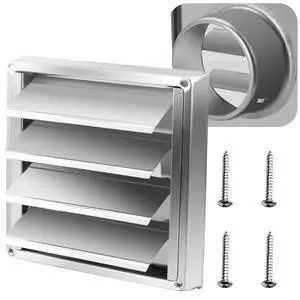 4" Metal Outdoor Dryer Vent Cover Louvered with Screen for Exterior Wall | Durable 7"x7" Face, with 4 Screws, fits 4" Dryer Exhaust Pipe, Outside Metal Stainless Steel, Weather & UV-Resistant, Silver 4" Metal Outdoor Dryer Vent Cover Louvered with Screen for Exterior Wall | Durable 7"x7" Face, with 4 Screws, fits 4" Dryer Exhaust Pipe, Outside Metal Stainless Steel, Weather & UV-Resistant, Silver