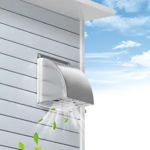 4 Inch Dryer Vent Cover Outside, Exterior Vent Cover with Removable Screen & Cushioned Non-Return Flap, Stainless Steel Air Wall Vent for House, Range Hood, AC, Opening Diameter: 3.81" Silver 4 Inch Dryer Vent Cover Outside, Exterior Vent Cover with Removable Screen & Cushioned Non-Return Flap, Stainless Steel Air Wall Vent for House, Range Hood, AC, Opening Diameter: 3.81" Silver
