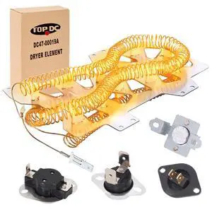 DC47-00019A Dryer Heating Element Kit for Samsung, 5 Piece | 5-piece kit includes heater element, thermostat, thermistor and two thermal fuses for select Samsung dryers DC47-00019A Dryer Heating Element Kit for Samsung, 5 Piece | 5-piece kit includes heater element, thermostat, thermistor and two thermal fuses for select Samsung dryers