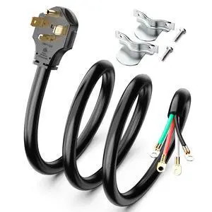 4 Prong Dryer Cord, 5FT 30A Pure Copper, NEMA 14-30P, ETL Listed | 125/250V 10 Gauge appliance cord with 4-wire eyelet connectors and pure copper conductors for dryer power hookups 4 Prong Dryer Cord, 5FT 30A Pure Copper, NEMA 14-30P, ETL Listed | 125/250V 10 Gauge appliance cord with 4-wire eyelet connectors and pure copper conductors for dryer power hookups